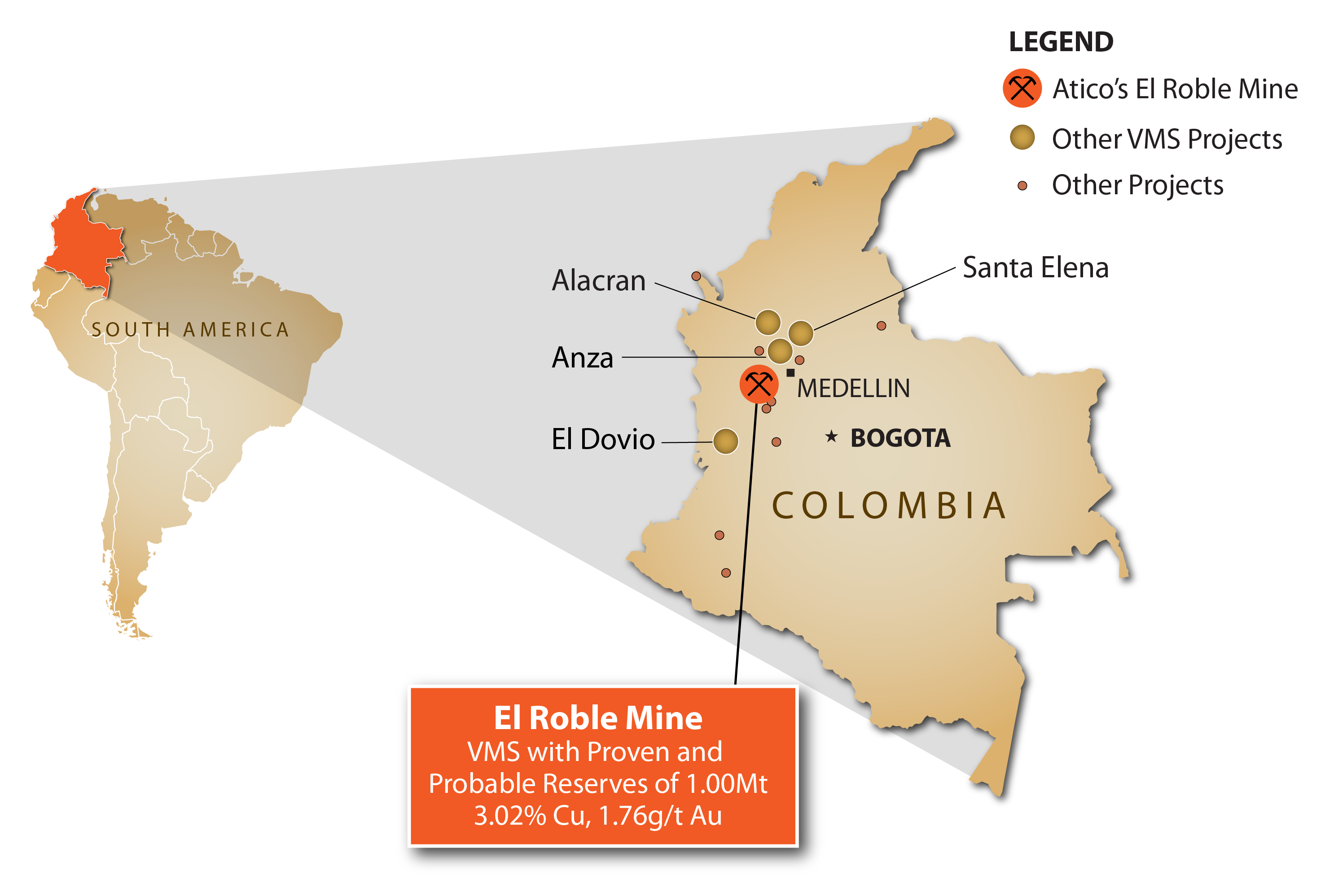 Atico El Roble Mine Location
